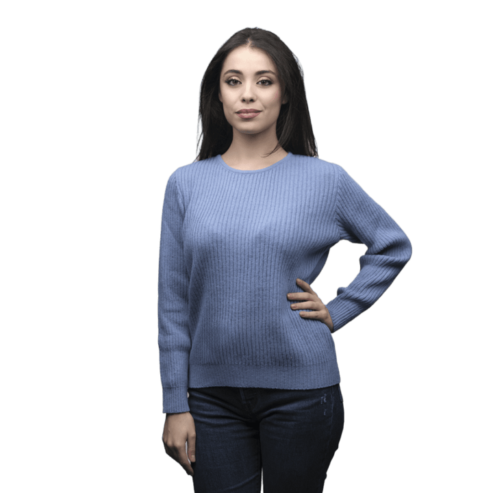 Maglia Donna a Coste Girocollo Lana Merino Filiera Corta - Lanaioli Maglieria Filiera Corta Sostenibile & Filati Naturali
