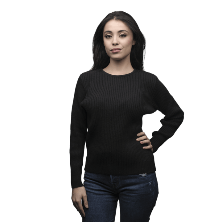 Maglia Donna a Coste Girocollo Lana Merino Filiera Corta - Lanaioli Maglieria Filiera Corta Sostenibile & Filati Naturali