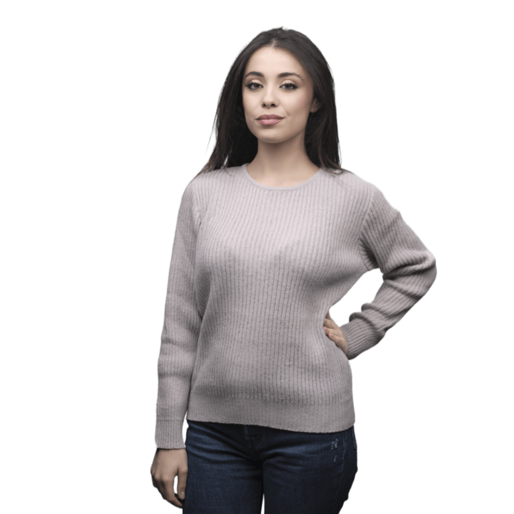Maglia Donna a Coste Girocollo Lana Merino Filiera Corta - Lanaioli Maglieria Filiera Corta Sostenibile & Filati Naturali