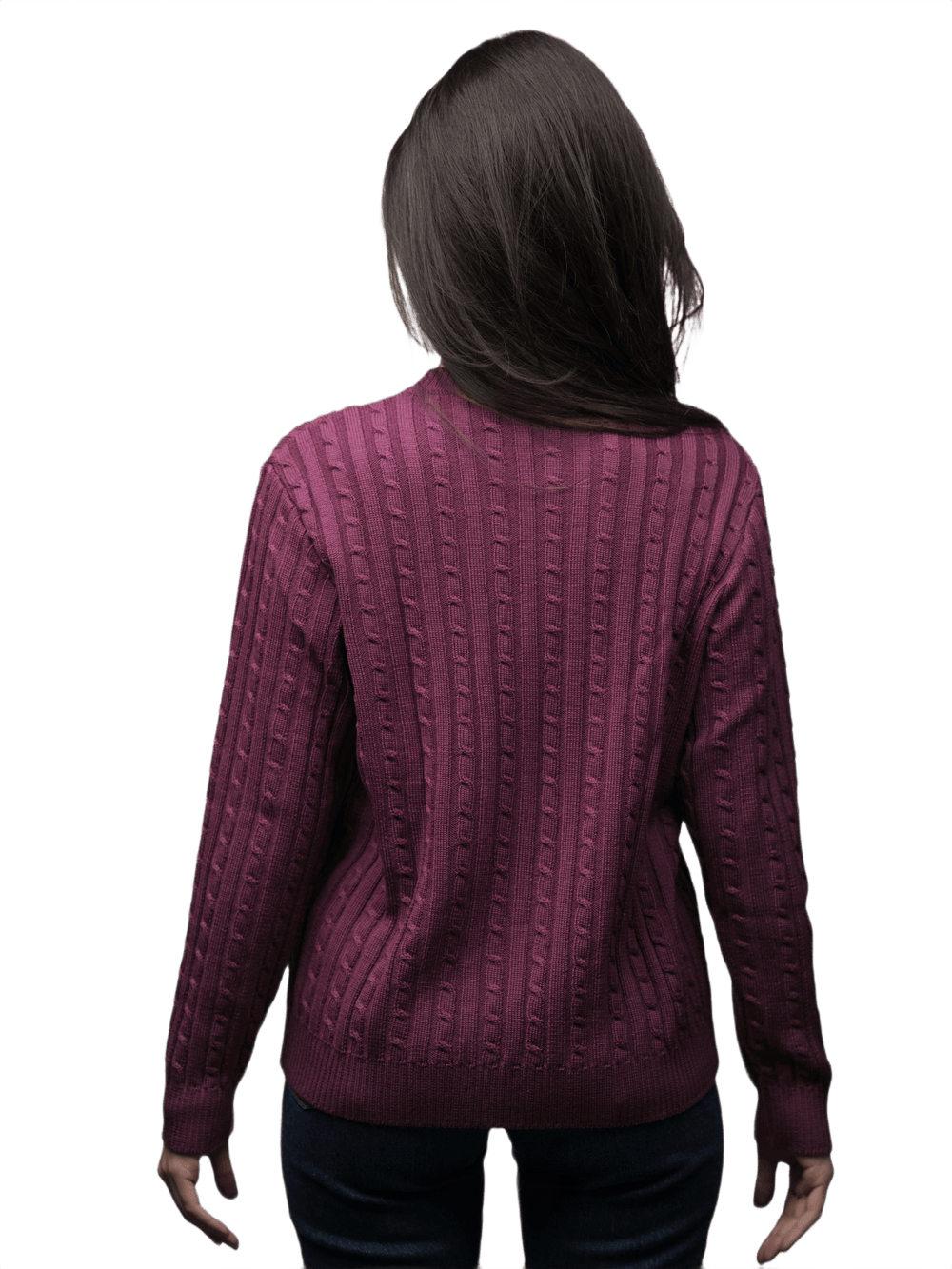 Maglia Donna a Trecce Girocollo in Lana Merino - Lanaioli Maglieria Filiera Corta Sostenibile & Filati Naturali