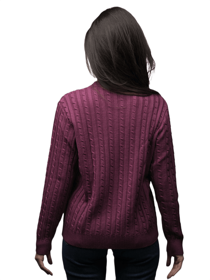 Maglia Donna a Trecce Girocollo in Lana Merino - Lanaioli Maglieria Filiera Corta Sostenibile & Filati Naturali