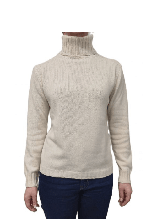 Maglia Donna Collo Alto Cashmere Rigenerato - Lanaioli Maglieria Filiera Corta Sostenibile & Filati Naturali