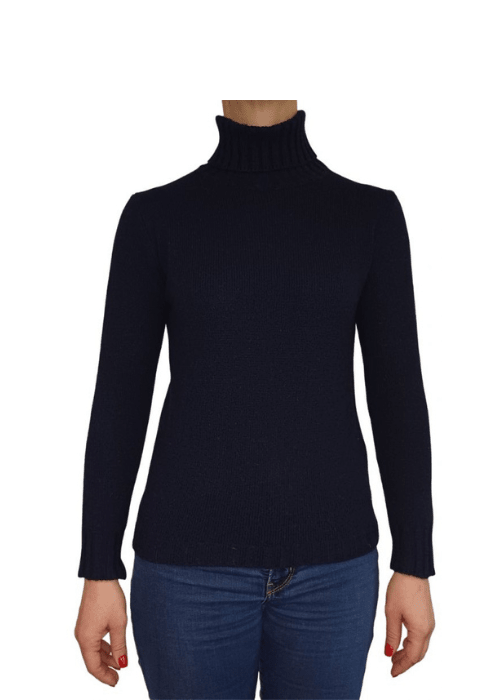 Maglia Donna Collo Alto Cashmere Rigenerato - Lanaioli Maglieria Filiera Corta Sostenibile & Filati Naturali