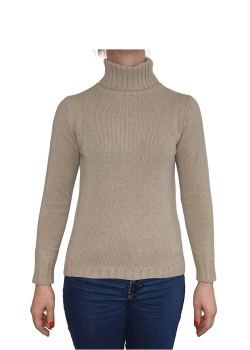 Maglia Donna Collo Alto Cashmere Rigenerato - Lanaioli Maglieria Filiera Corta Sostenibile & Filati Naturali