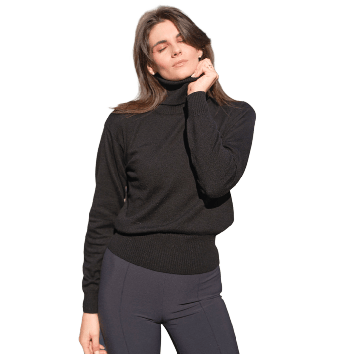 Maglia Donna Collo Alto Puro Cashmere - Lanaioli Maglieria Filiera Corta Sostenibile & Filati Naturali