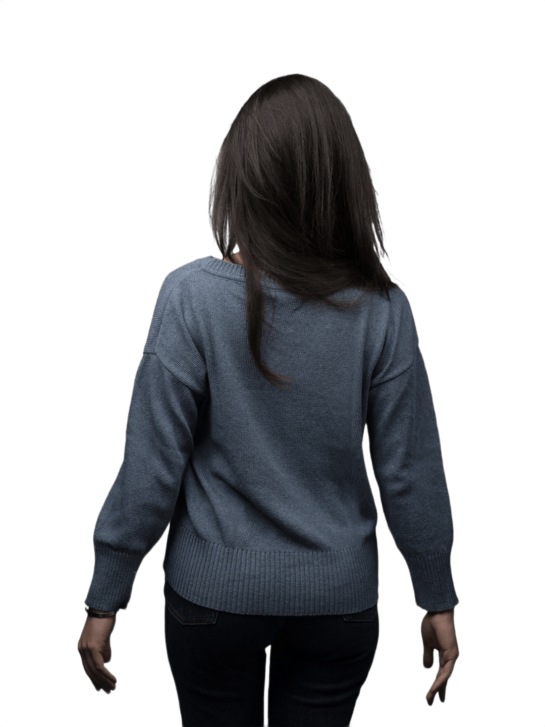 Maglia Donna Girocollo in Denim Rigenerato - Lanaioli Maglieria Filiera Corta Sostenibile & Filati Naturali