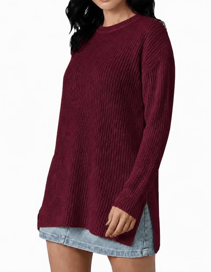 Maglia Donna Over a Coste Girocollo in Cashmere Rigenerato - Lanaioli Maglieria Filiera Corta Sostenibile & Filati Naturali