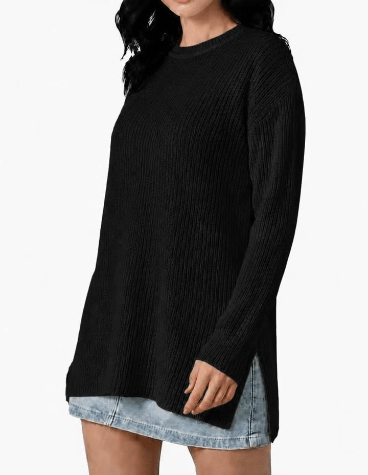 Maglia Donna Over a Coste Girocollo in Cashmere Rigenerato - Lanaioli Maglieria Filiera Corta Sostenibile & Filati Naturali