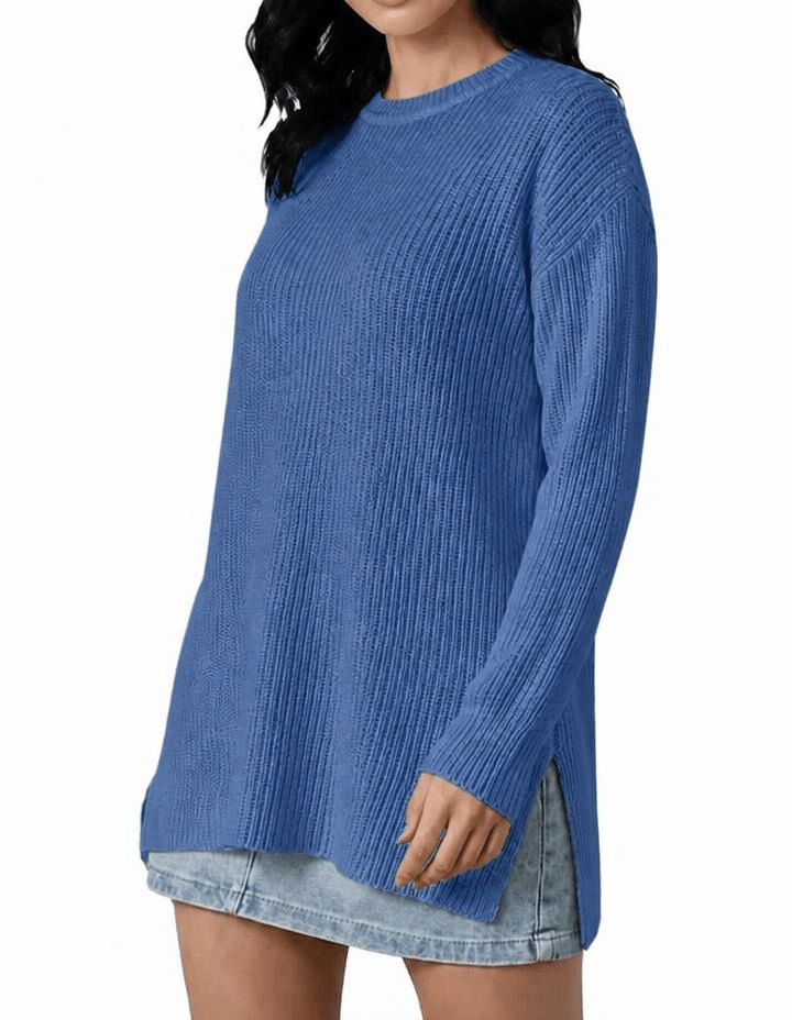 Maglia Donna Over a Coste Girocollo in Cashmere Rigenerato - Lanaioli Maglieria Filiera Corta Sostenibile & Filati Naturali