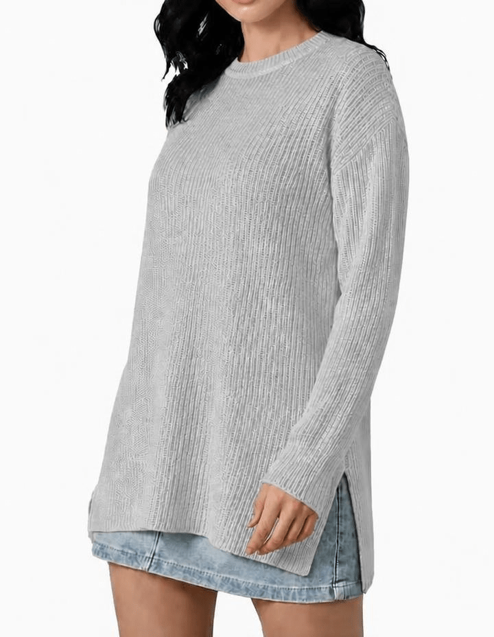 Maglia Donna Over a Coste Girocollo in Cashmere Rigenerato - Lanaioli Maglieria Filiera Corta Sostenibile & Filati Naturali