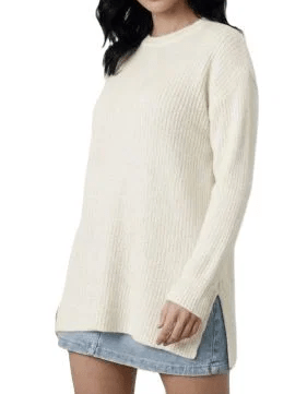 Maglia Donna Over a Coste Girocollo in Cashmere Rigenerato - Lanaioli Maglieria Filiera Corta Sostenibile & Filati Naturali