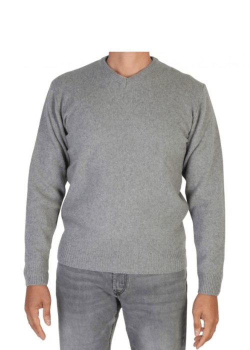 Maglia Uomo Collo a V in Cashmere Rigenerato - Lanaioli Maglieria Filiera Corta Sostenibile & Filati Naturali