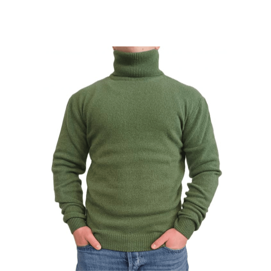 Maglia Uomo Collo Alto Cashmere Rigenerato - Lanaioli Maglieria Filiera Corta Sostenibile & Filati Naturali