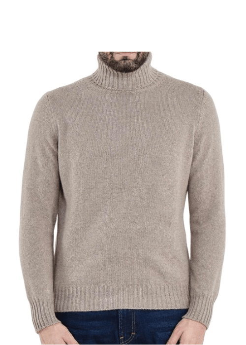 Maglia Uomo Collo Alto Cashmere Rigenerato - Lanaioli Maglieria Filiera Corta Sostenibile & Filati Naturali