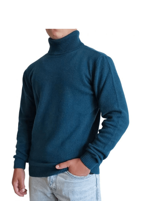 Maglia Uomo Collo Alto Cashmere Rigenerato - Lanaioli Maglieria Filiera Corta Sostenibile & Filati Naturali
