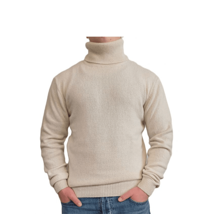 Maglia Uomo Collo Alto Cashmere Rigenerato - Lanaioli Maglieria Filiera Corta Sostenibile & Filati Naturali