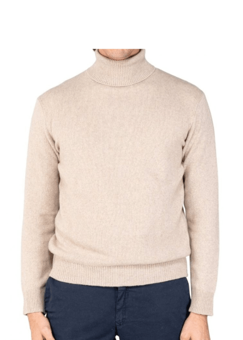 Maglia Uomo Collo Alto Cashmere Rigenerato - Lanaioli Maglieria Filiera Corta Sostenibile & Filati Naturali
