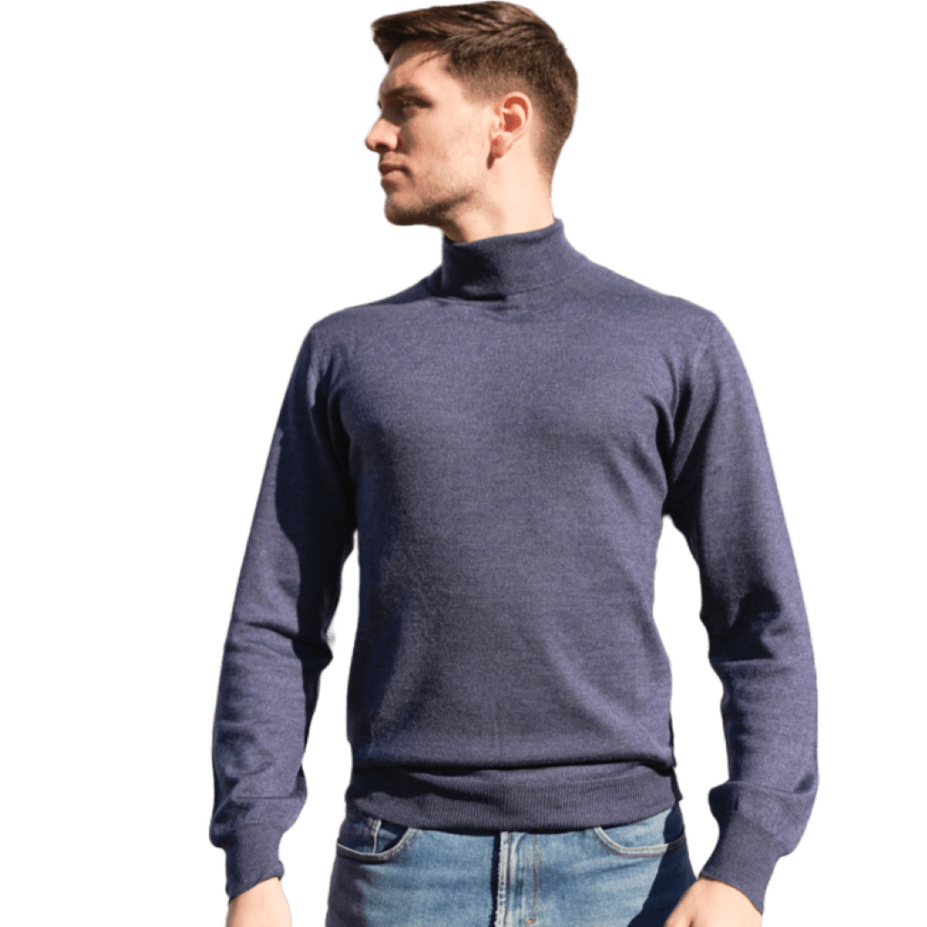 Maglia Uomo Dolcevita Cashmere Uomo, Seta e Lana Merino - Lanaioli Maglieria Filiera Corta Sostenibile & Filati Naturali