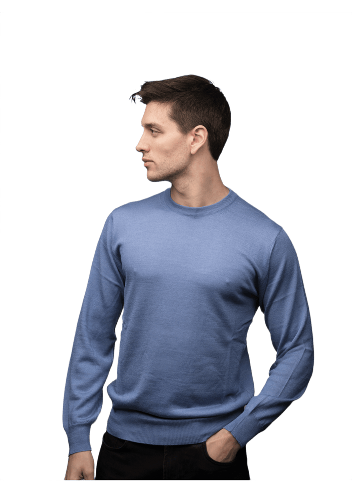 Maglia Uomo in misto Cashmere, Seta e Lana Merino Extrafine Girocollo - Lanaioli Maglieria Filiera Corta Sostenibile & Filati Naturali