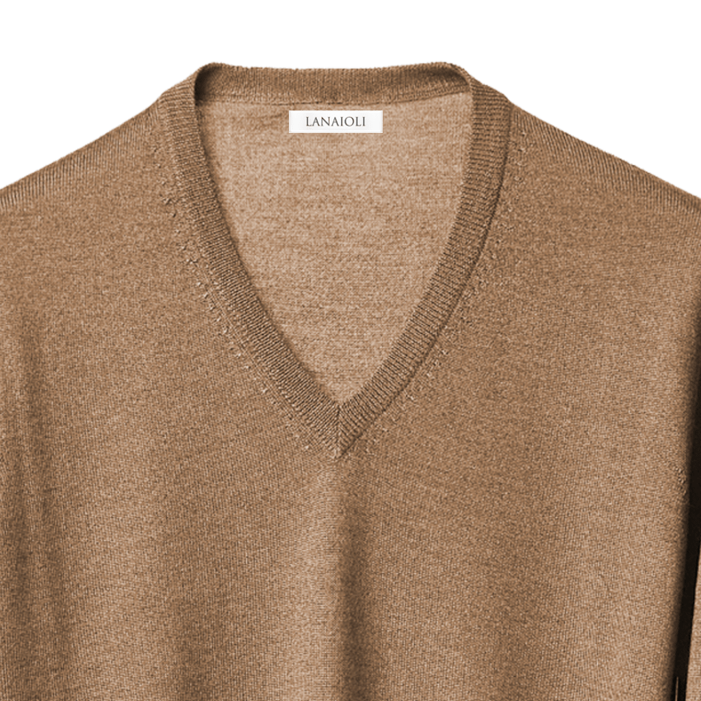 Maglia Uomo in misto Cashmere, Seta e Lana Merino Extrafine Scollo a V - Lanaioli Maglieria Filiera Corta Sostenibile & Filati Naturali
