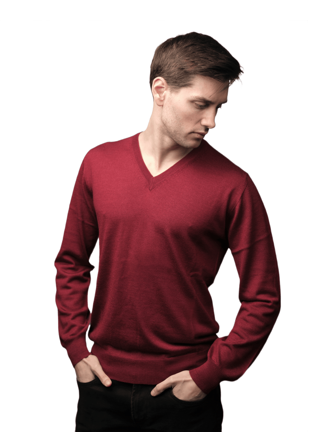Maglia Uomo in misto Cashmere, Seta e Lana Merino Extrafine Scollo a V - Lanaioli Maglieria Filiera Corta Sostenibile & Filati Naturali