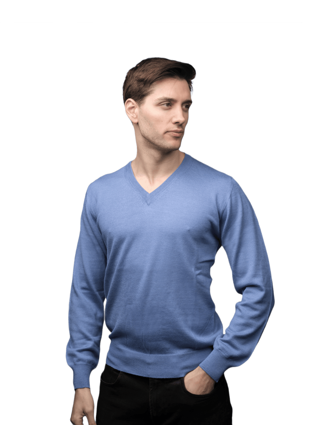 Maglia Uomo in misto Cashmere, Seta e Lana Merino Extrafine Scollo a V - Lanaioli Maglieria Filiera Corta Sostenibile & Filati Naturali
