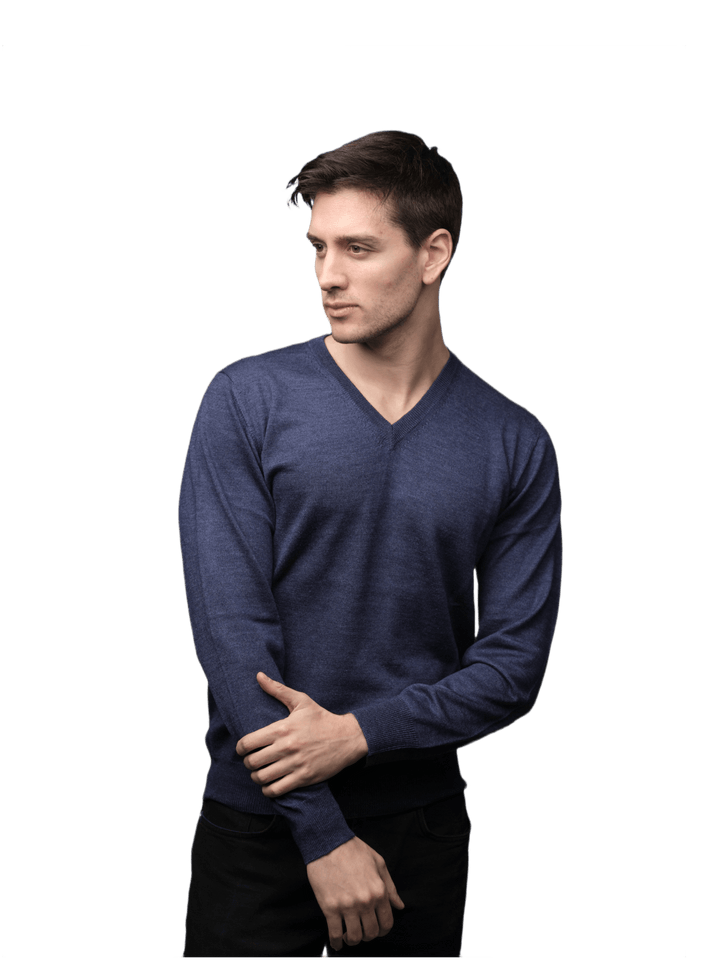Maglia Uomo in misto Cashmere, Seta e Lana Merino Extrafine Scollo a V - Lanaioli Maglieria Filiera Corta Sostenibile & Filati Naturali