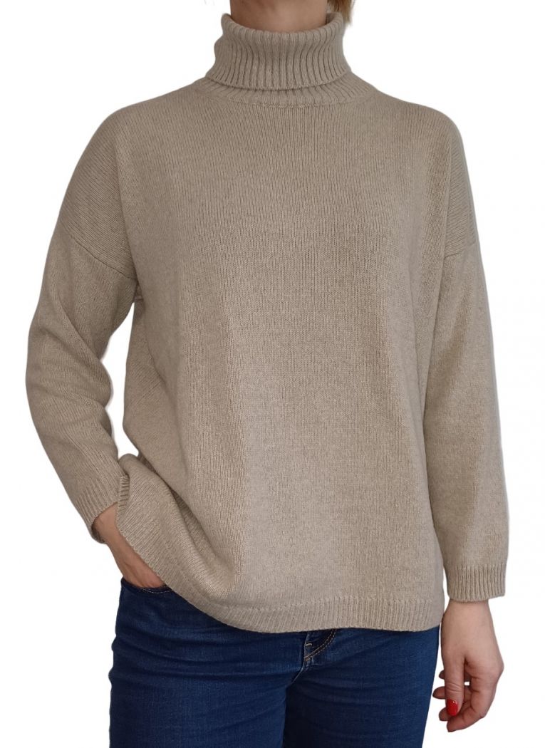 Women's Oversized High Neck Regenerated Cashmere Sweater