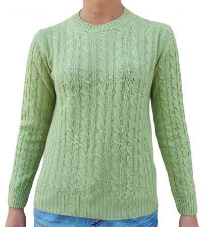 Maglia donna a trecce girocollo in cashmere rigenerato