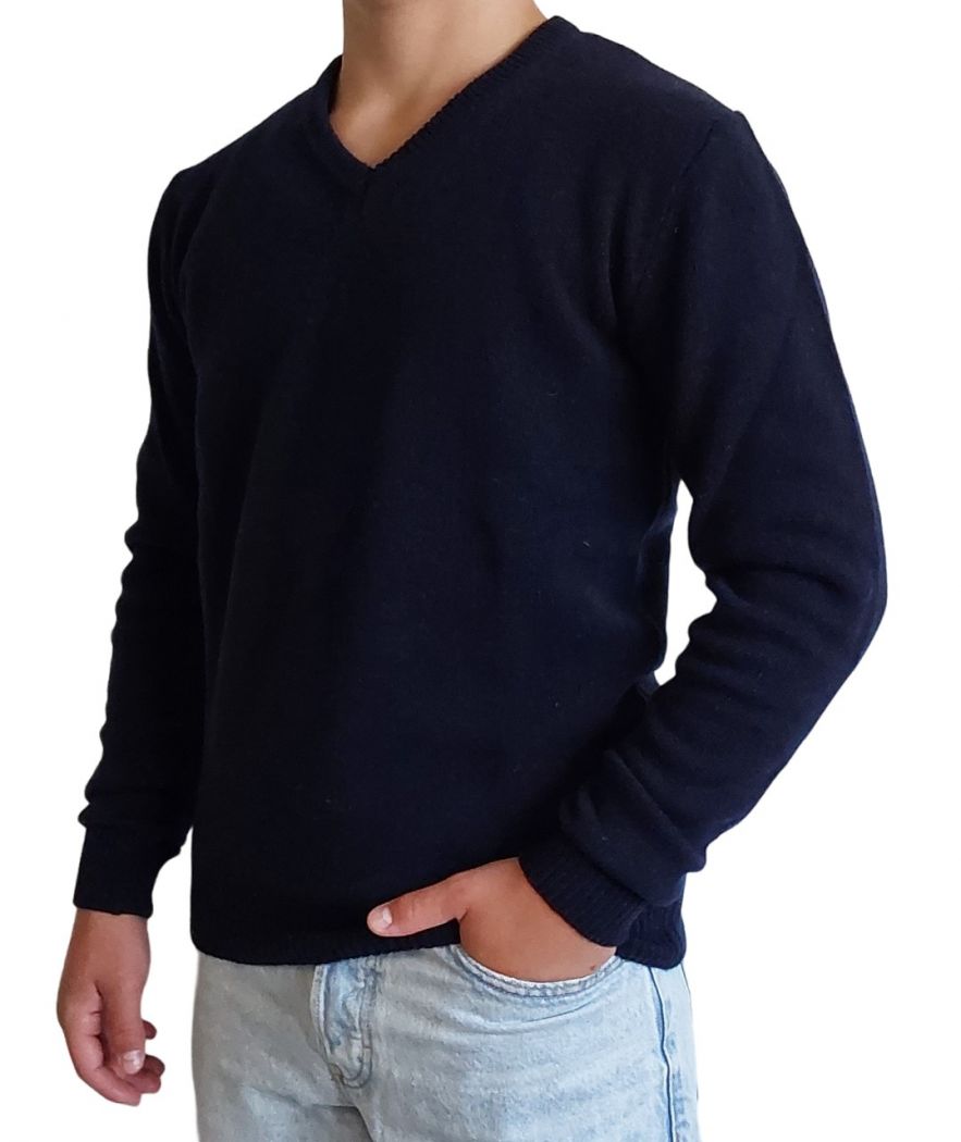 Maglia uomo scollo a V in cashmere rigenerato finezza 7