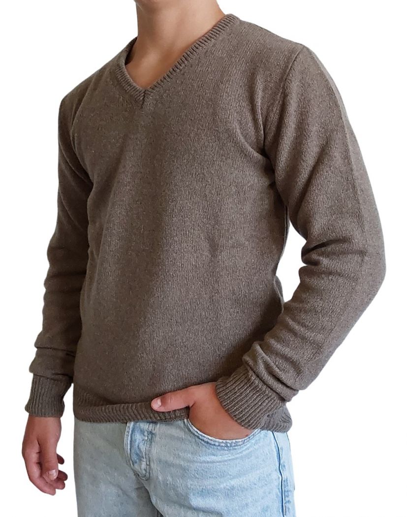 Maglia uomo scollo a V in cashmere rigenerato finezza 7