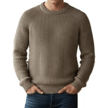 Maglione girocollo uomo a coste in Cashmere Rigenerato - Lanaioli Maglieria Filiera Corta Sostenibile & Filati Naturali
