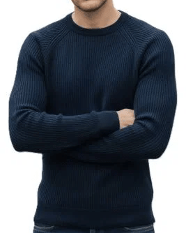 Maglione girocollo uomo a coste in Cashmere Rigenerato - Lanaioli Maglieria Filiera Corta Sostenibile & Filati Naturali