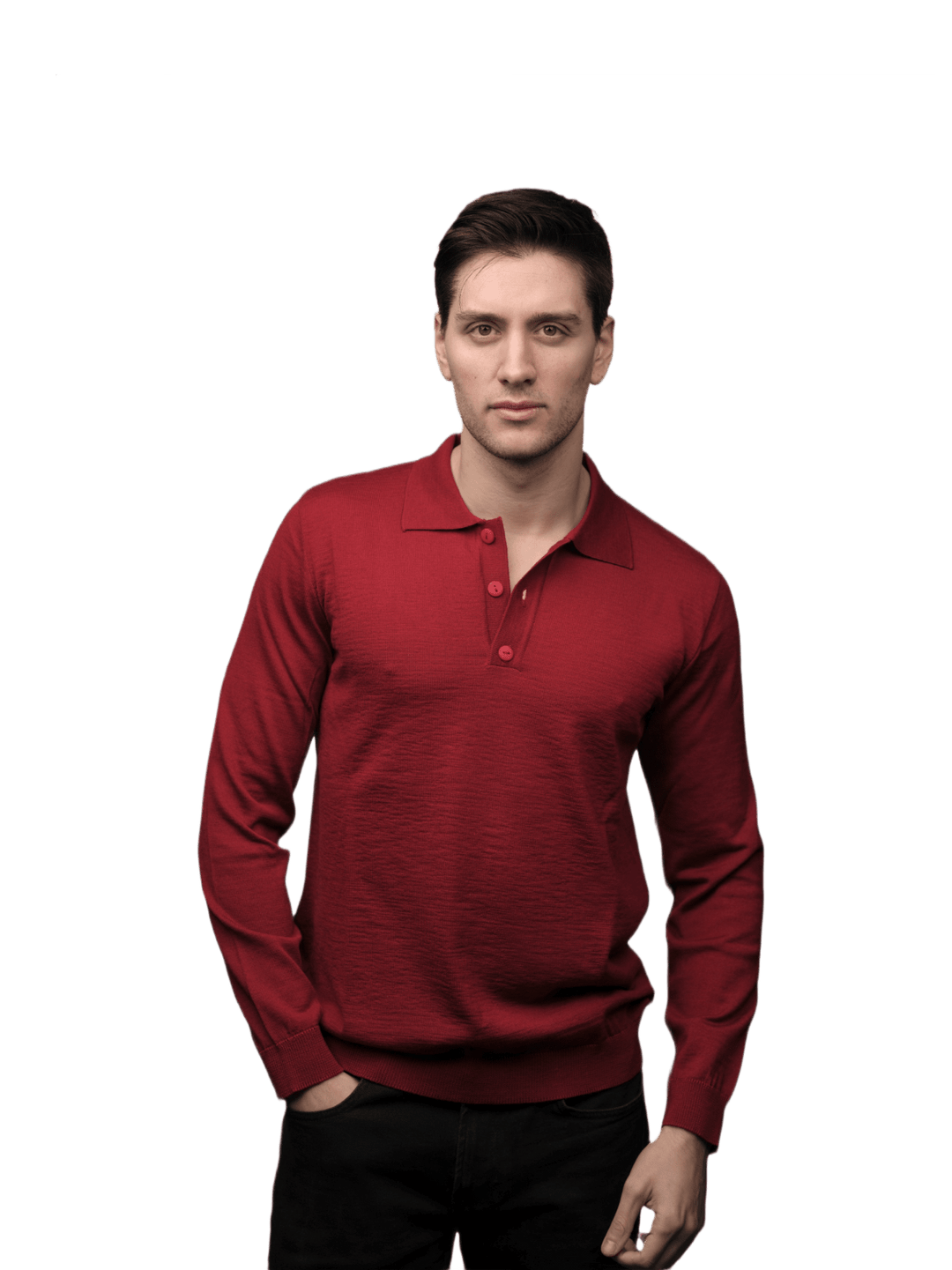 Polo uomo manica lunga in lana merino extrafine - Lanaioli Maglieria Filiera Corta Sostenibile & Filati Naturali