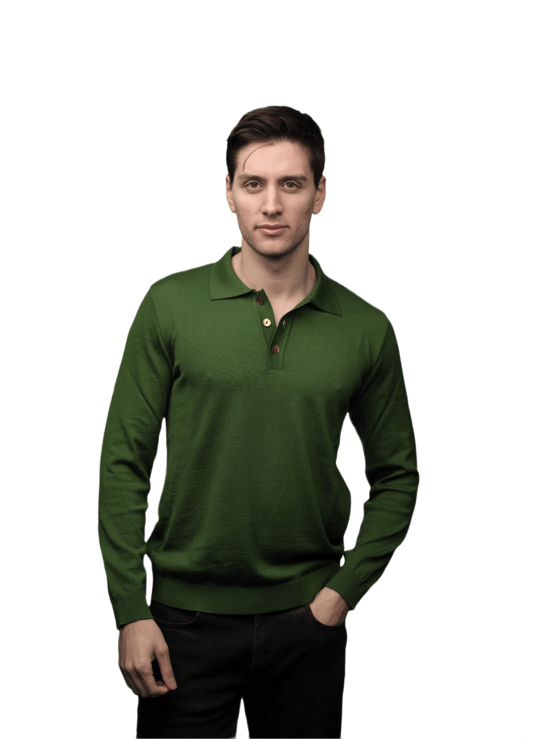 Polo uomo manica lunga in lana merino extrafine - Lanaioli Maglieria Filiera Corta Sostenibile & Filati Naturali