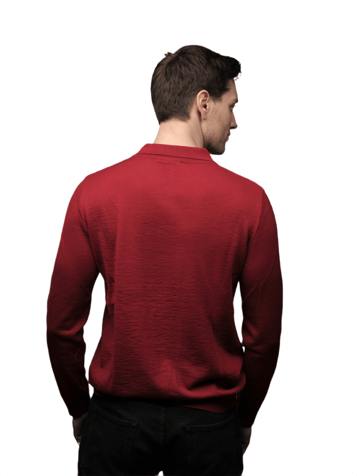 Polo uomo manica lunga in lana merino extrafine - Lanaioli Maglieria Filiera Corta Sostenibile & Filati Naturali