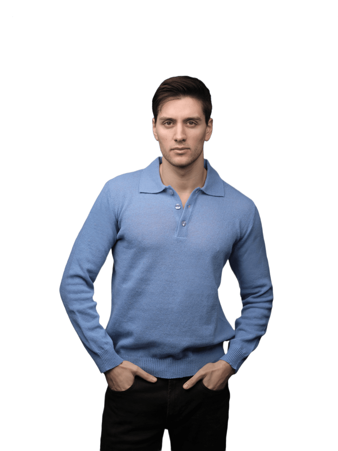 Polo Uomo Manica Lunga Lana Merino Filiera Corta - Lanaioli Maglieria Filiera Corta Sostenibile & Filati Naturali