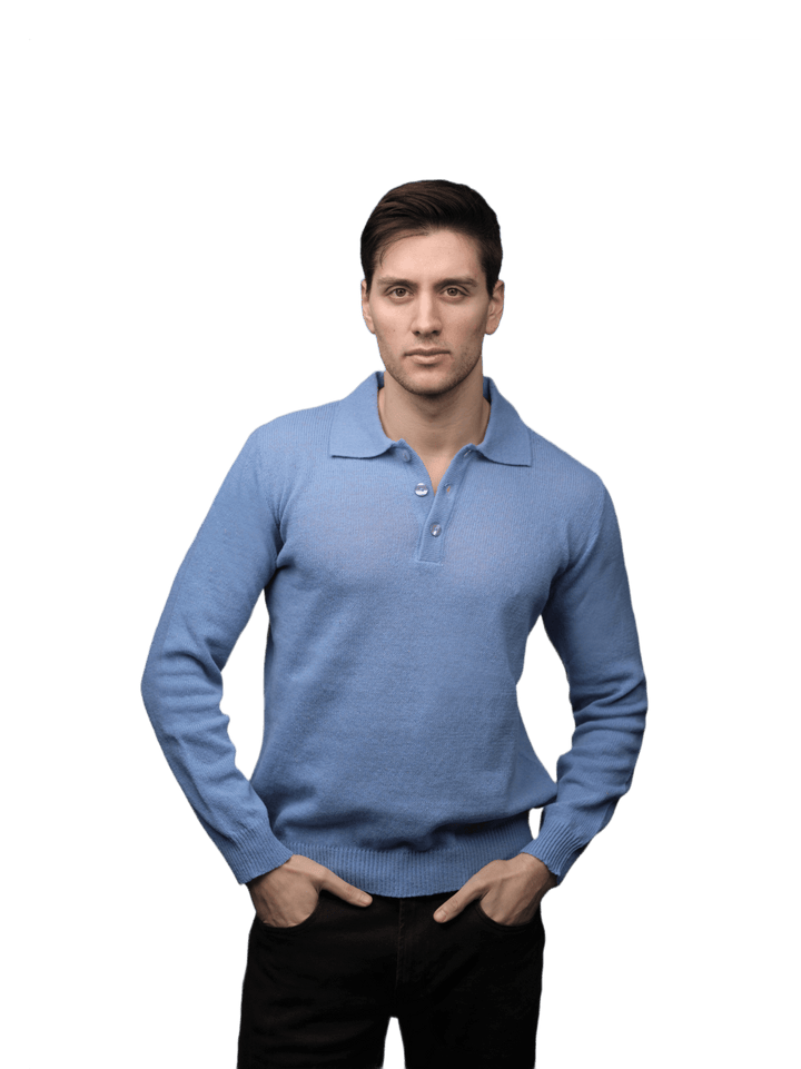 Polo Uomo Manica Lunga Lana Merino Filiera Corta - Lanaioli Maglieria Filiera Corta Sostenibile & Filati Naturali
