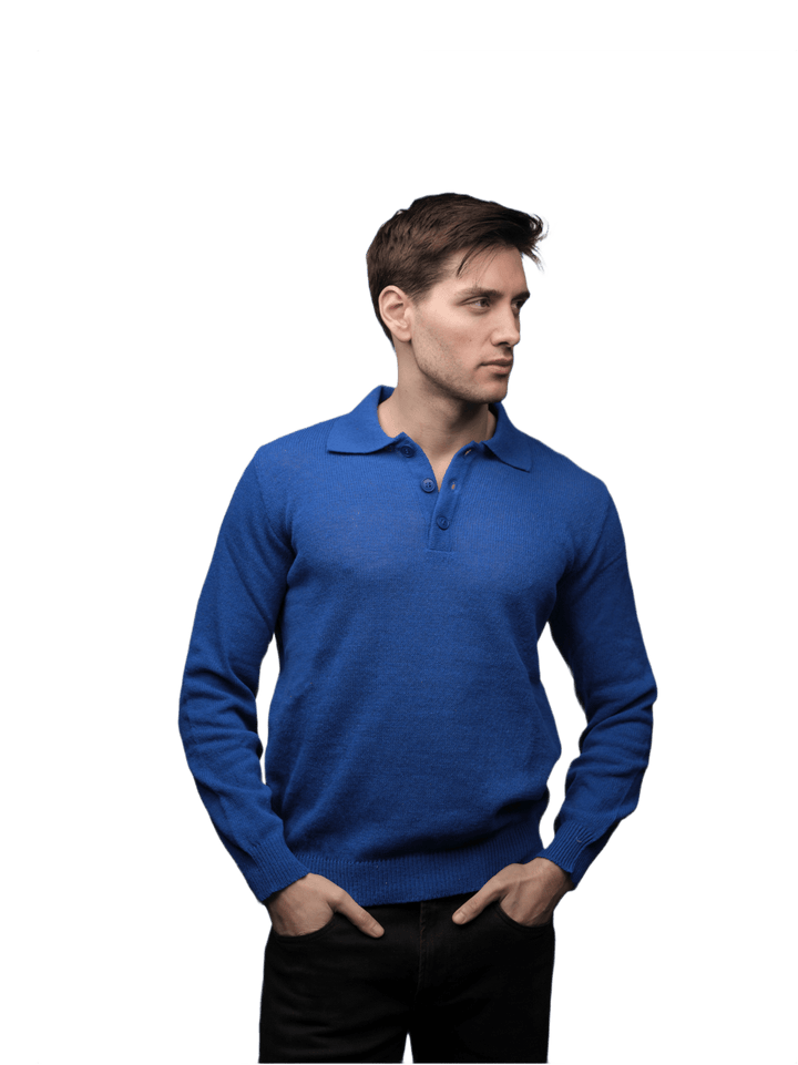 Polo Uomo Manica Lunga Lana Merino Filiera Corta - Lanaioli Maglieria Filiera Corta Sostenibile & Filati Naturali