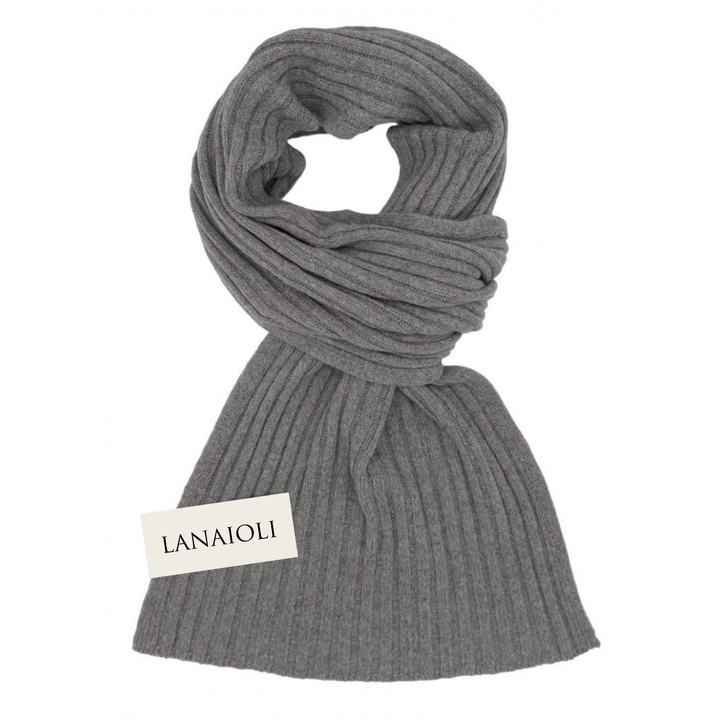 Sciarpa Donna a Coste Cashmere Rigenerato - Lanaioli Maglieria Filiera Corta Sostenibile & Filati Naturali