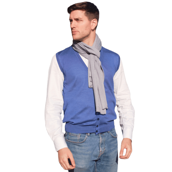Sciarpa Uomo Leggera Misto Cashmere e Seta - Lanaioli Maglieria Filiera Corta Sostenibile & Filati Naturali