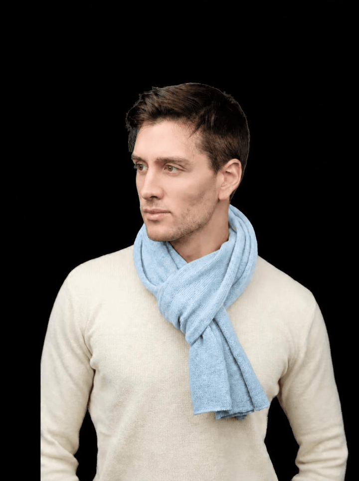 Sciarpa Uomo Rasata Lana Merino Filiera Corta - Lanaioli Maglieria Filiera Corta Sostenibile & Filati Naturali