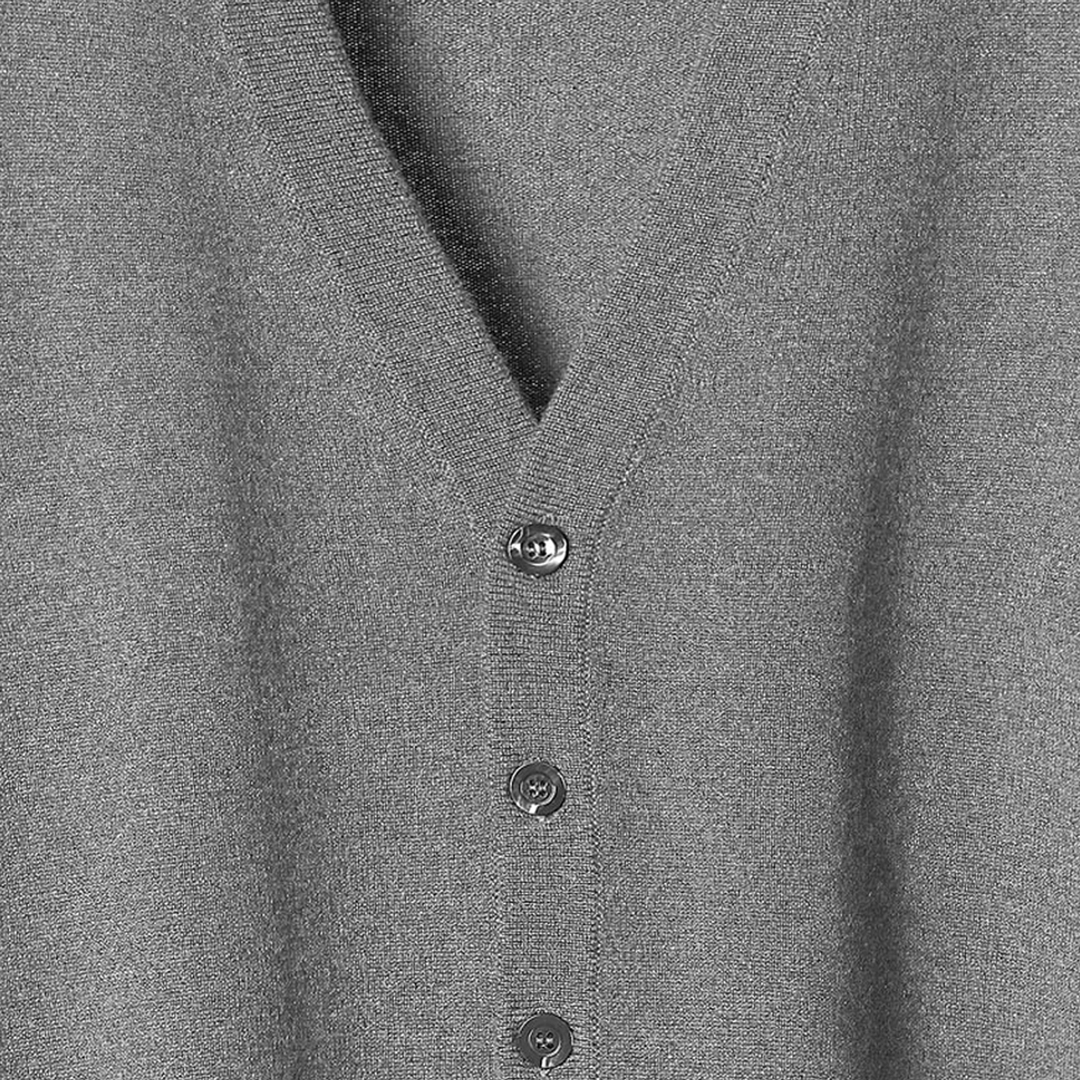 Cardigan grigio per uomo con bottoni in misto cashmere e seta