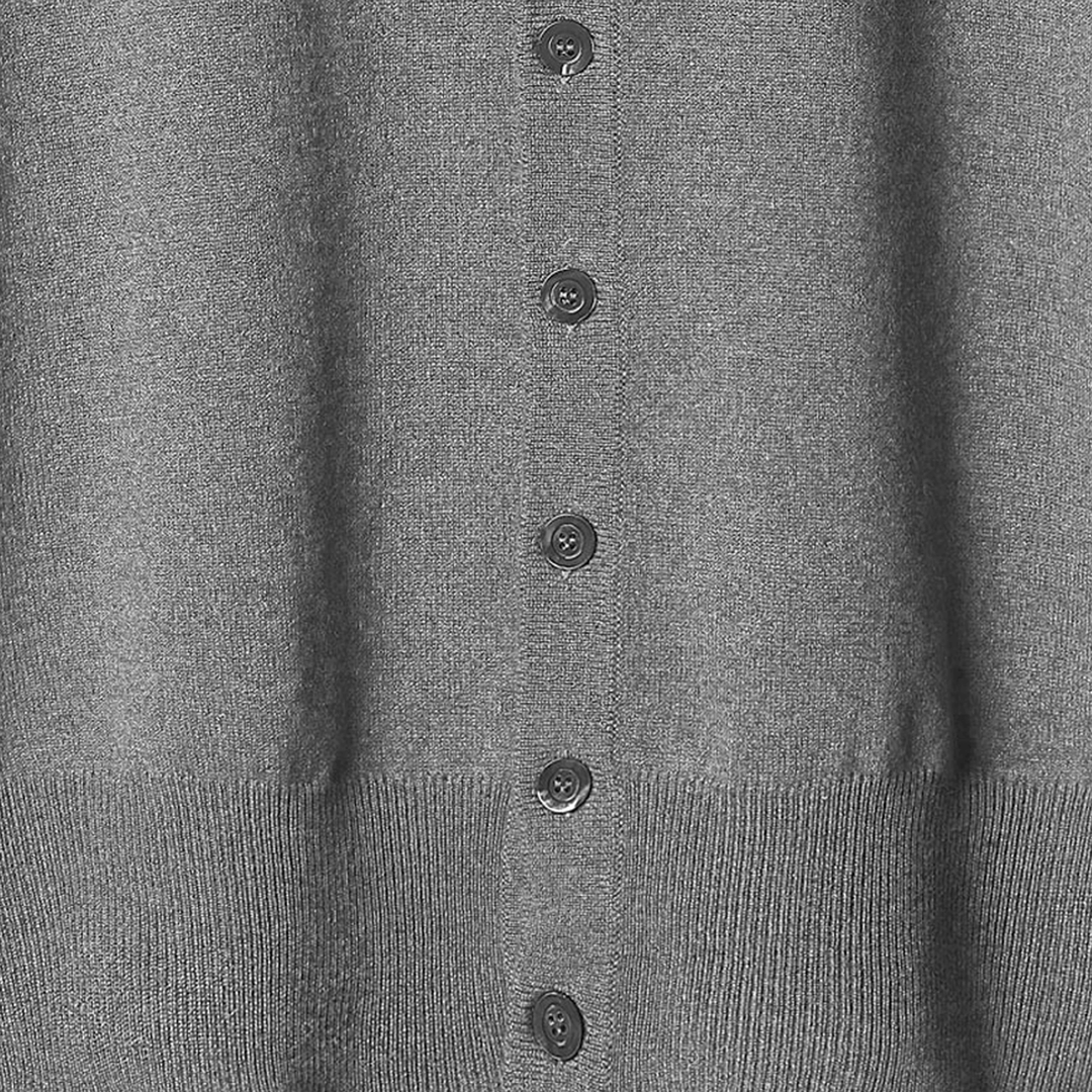 Cardigan grigio per uomo con bottoni in misto cashmere e seta