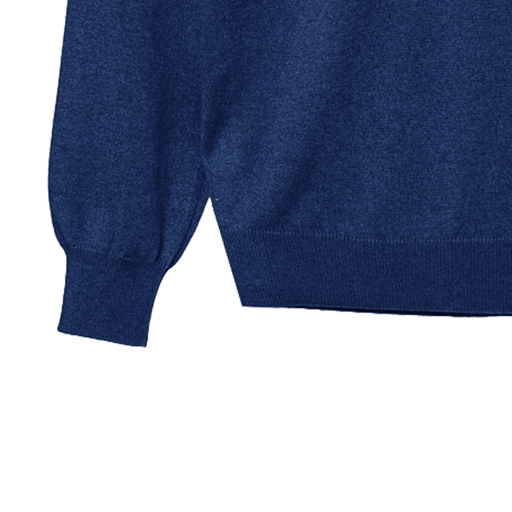 maglia blu con scollo a v in puro cashmere da uomo
